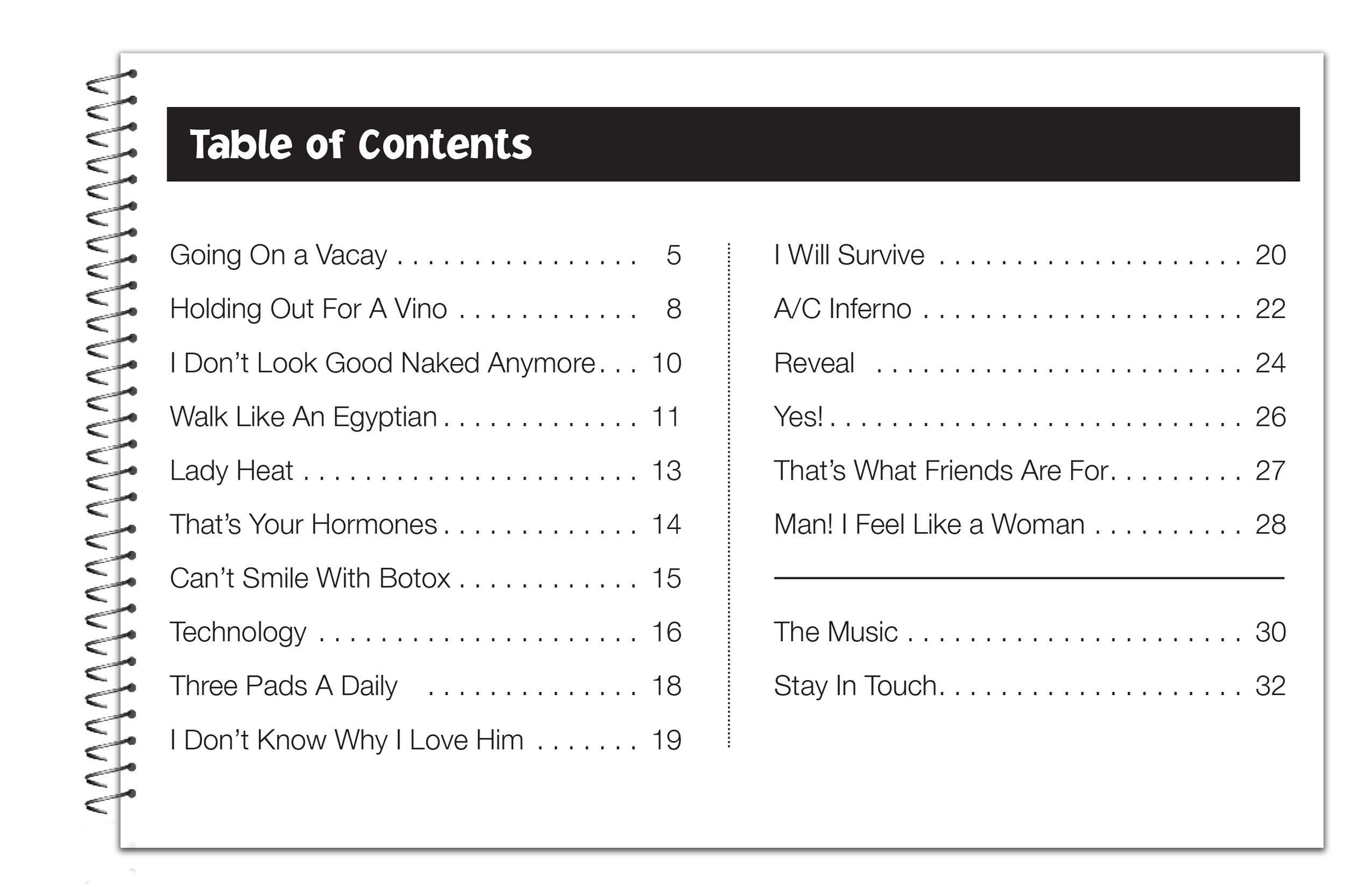 MENOPAUSE THE MUSICAL 2® Songbook